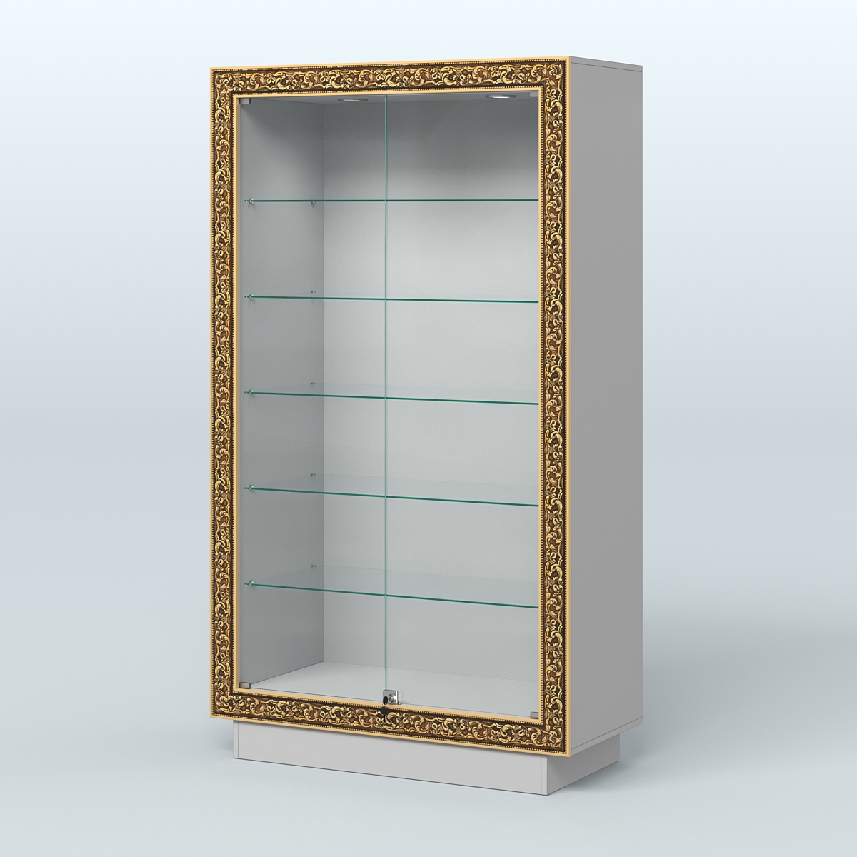 Низкая витрина с декором и прозрачными дверками НБА-505 Серый
