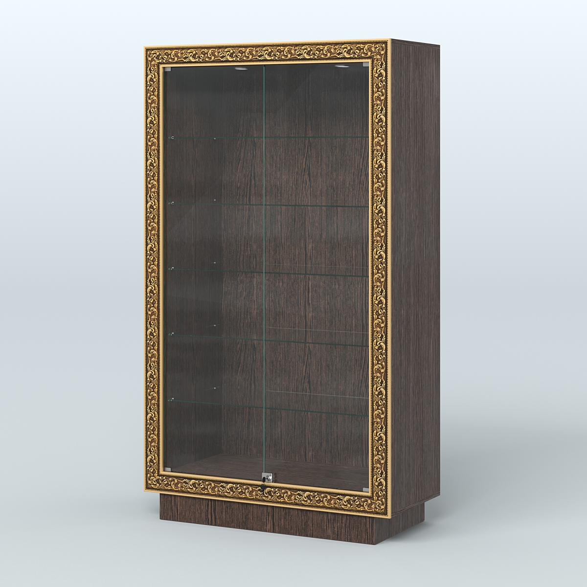 Низкая витрина с декором и прозрачными дверками НБА-505 Дуб Венге