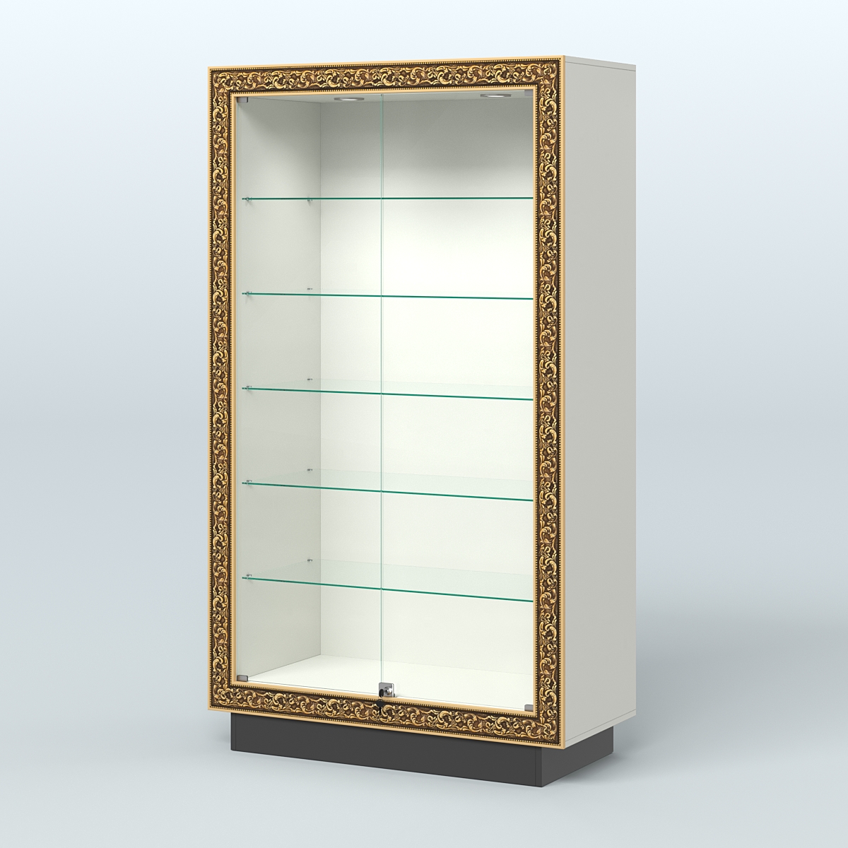 Низкая витрина с декором и прозрачными дверками НБА-505 Белый и Черный