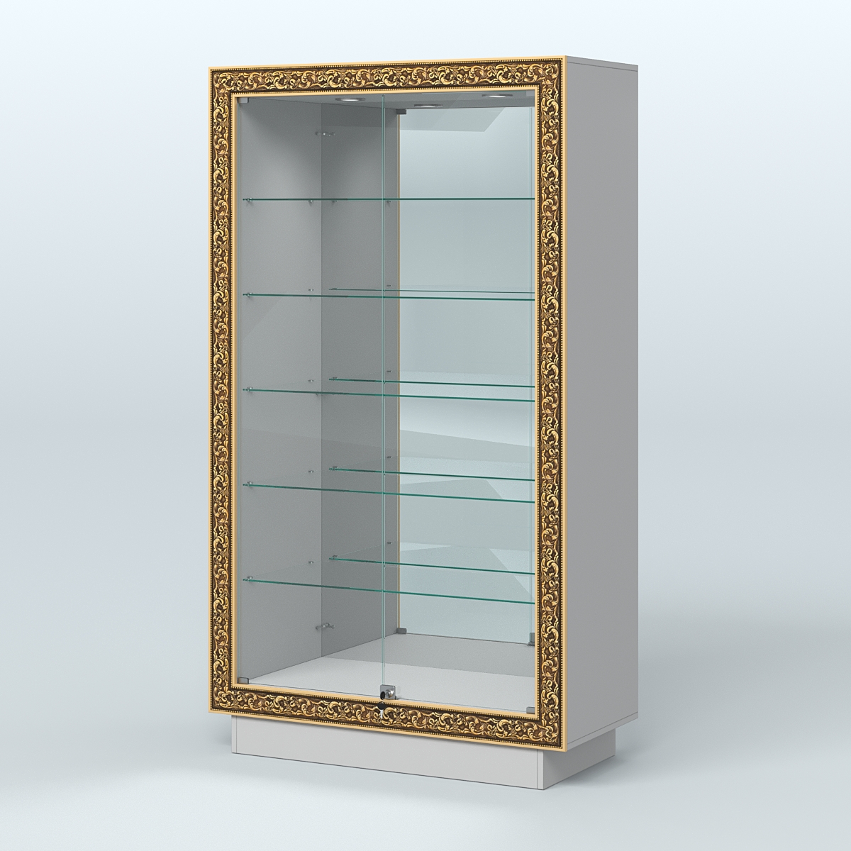Низкая витрина с декором и задней зеркальной стенкой НБА-507 Серый
