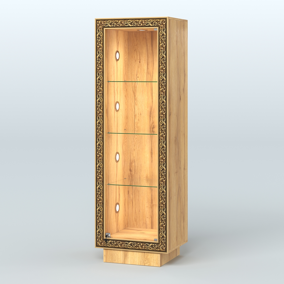 Низкая витрина с декором на цоколе НБА-1С Дуб Золотистый