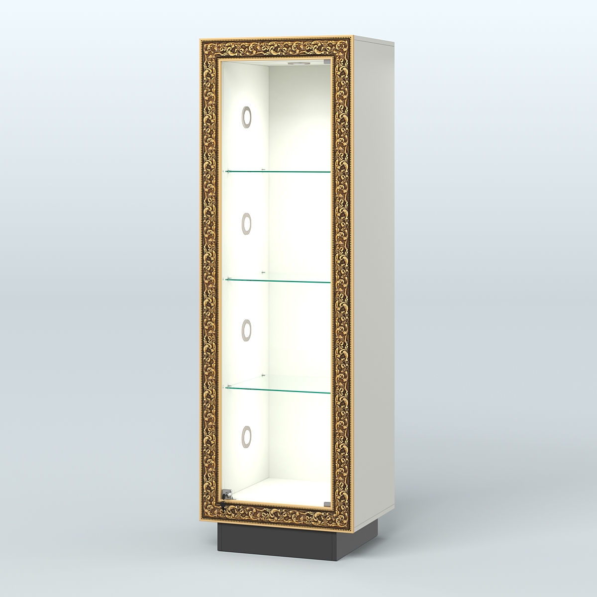 Низкая витрина с декором на цоколе НБА-1С Белый и Черный