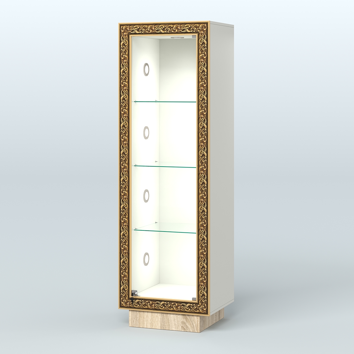 Низкая витрина с декором на цоколе НБА-1С Белый + Дуб Сонома