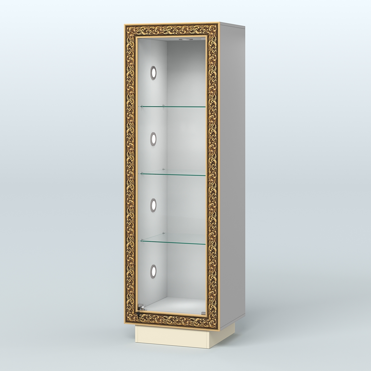 Низкая витрина с декором на цоколе НБА-1С Серый + Крем Вайс