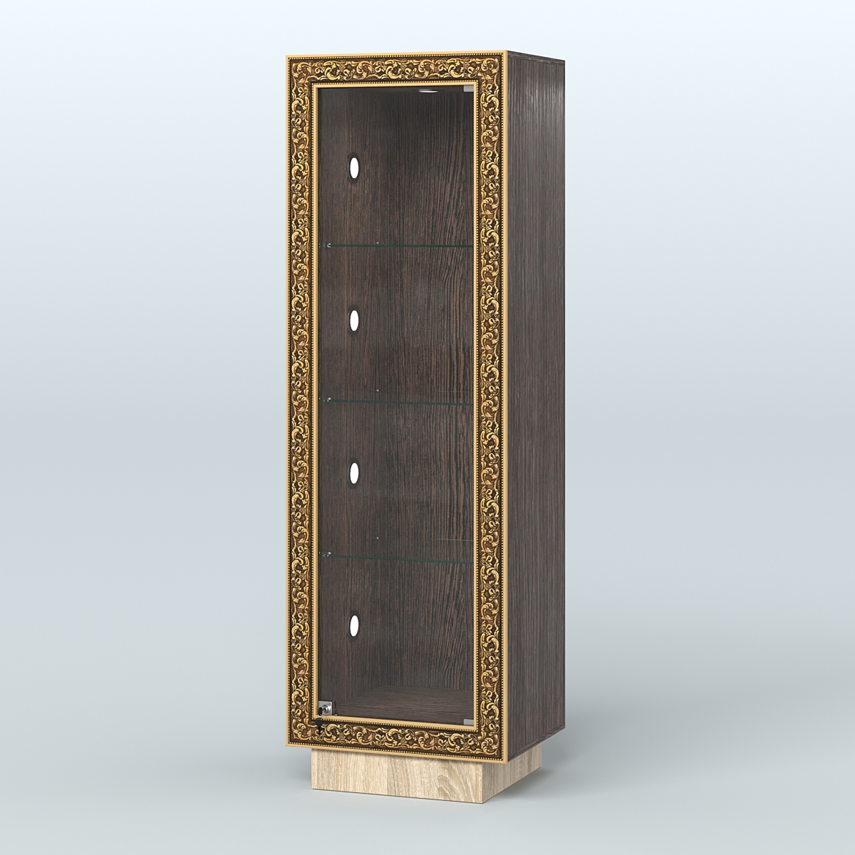 Низкая витрина с декором на цоколе НБА-1С Дуб Венге + Дуб Сонома