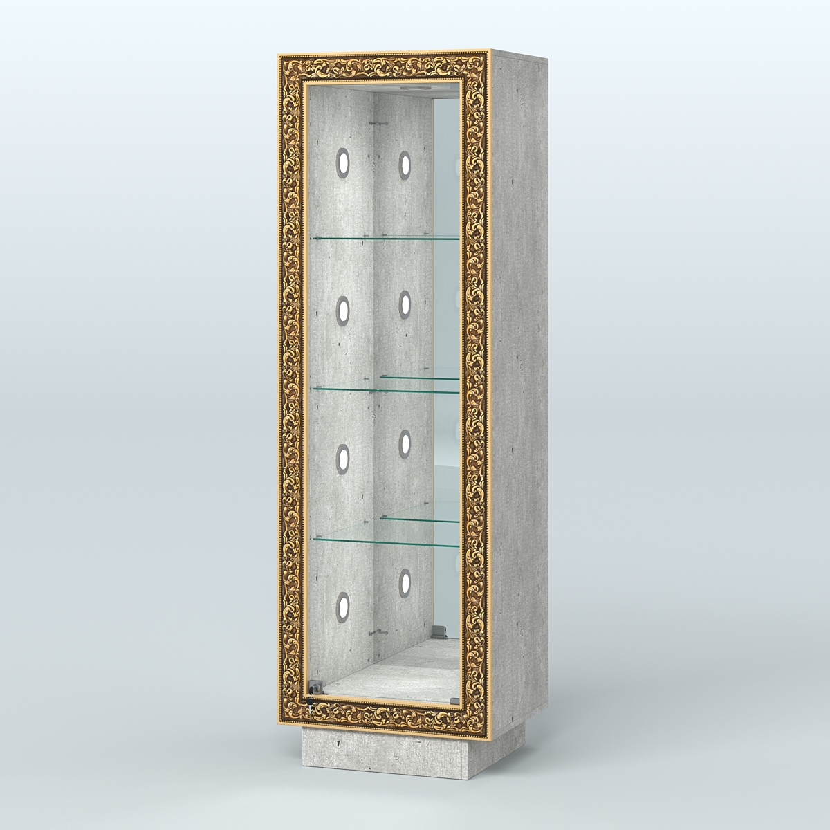 Низкая витрина с декором и диодной подсветкой НБА-3С Метрополитан Грей