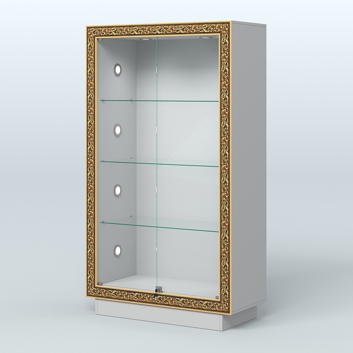 Низкая закрытая витрина с декором НБА-5С Серый