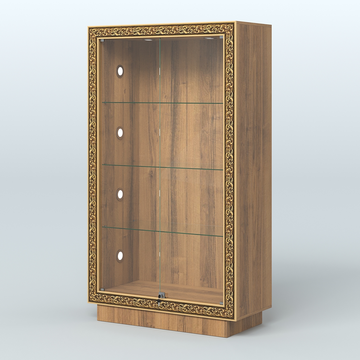 Низкая закрытая витрина с декором НБА-5С Орех