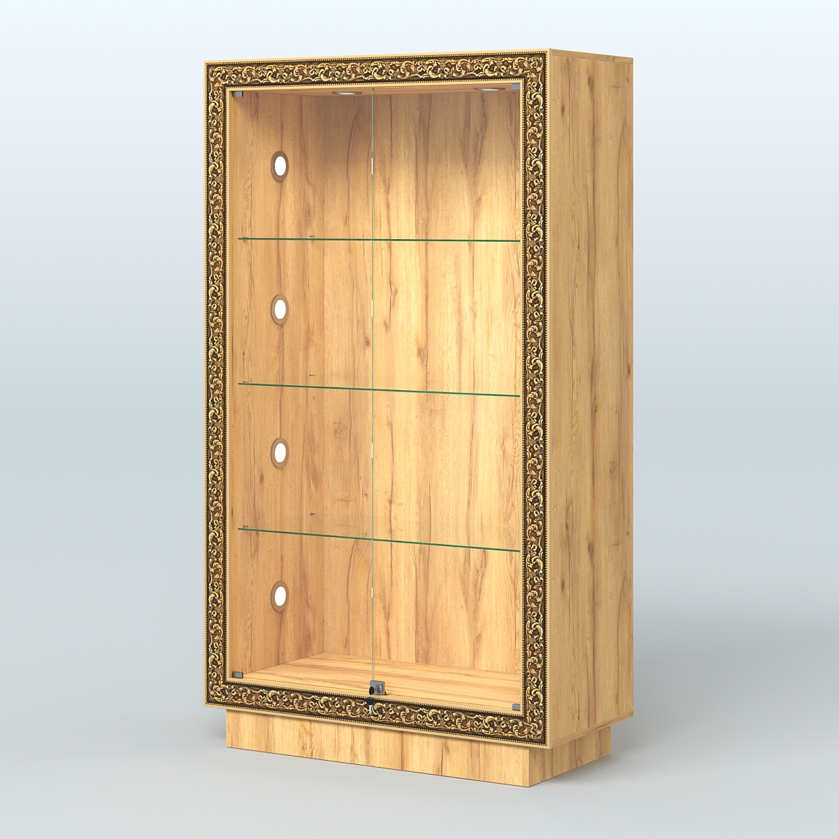 Низкая закрытая витрина с декором НБА-5С Дуб Золотистый