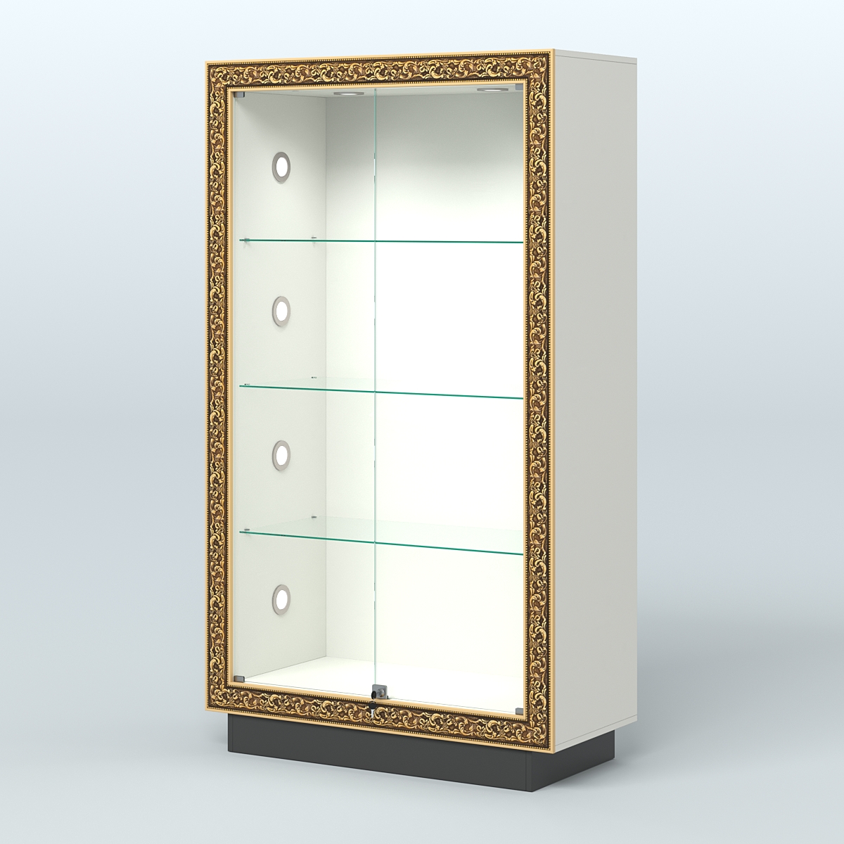 Низкая закрытая витрина с декором НБА-5С Белый и Черный