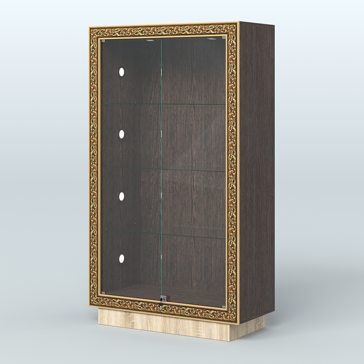 Низкая закрытая витрина с декором НБА-5С Дуб Венге + Дуб Сонома