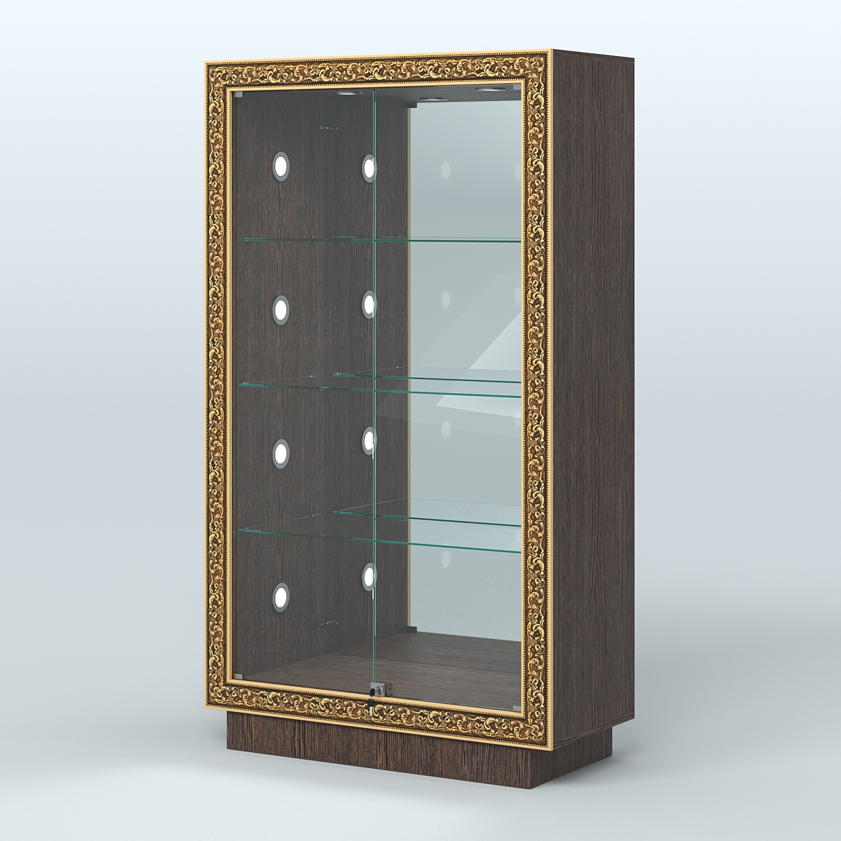 Низкая выставочная витрина с декором НБА-7С Дуб Венге