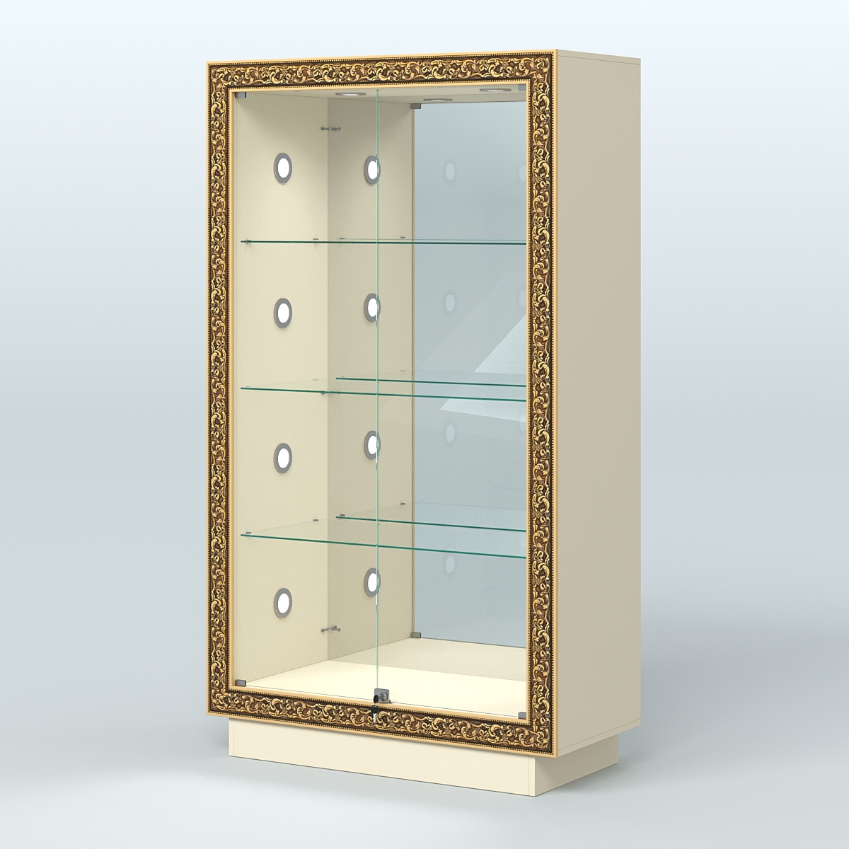 Низкая выставочная витрина с декором НБА-7С Крем Вайс