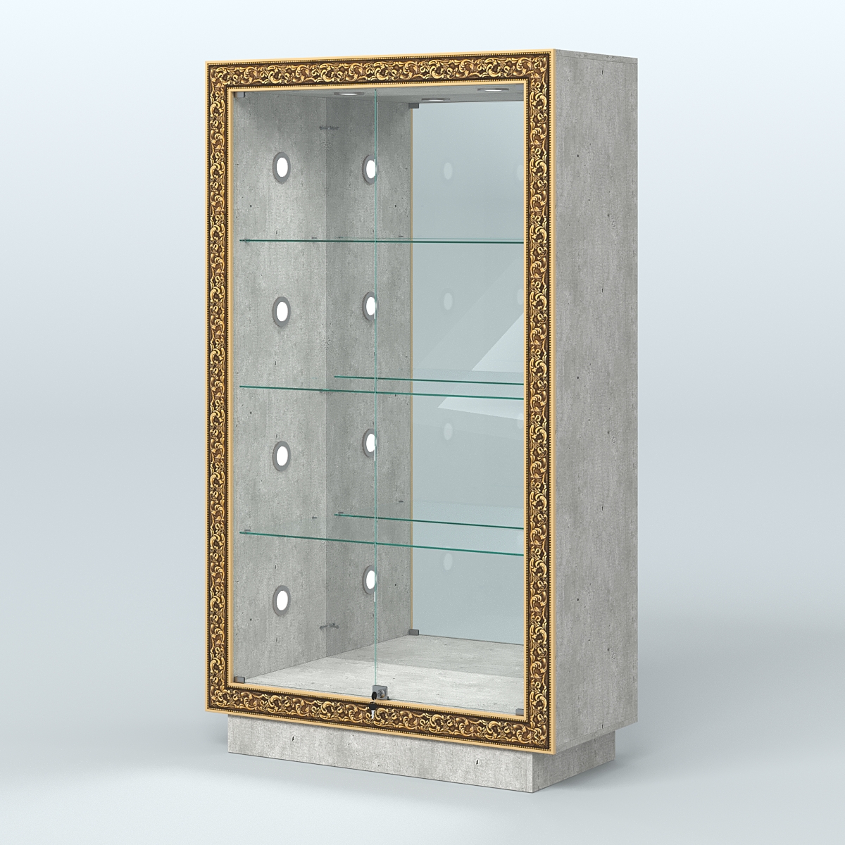 Низкая выставочная витрина с декором НБА-7С Метрополитан Грей