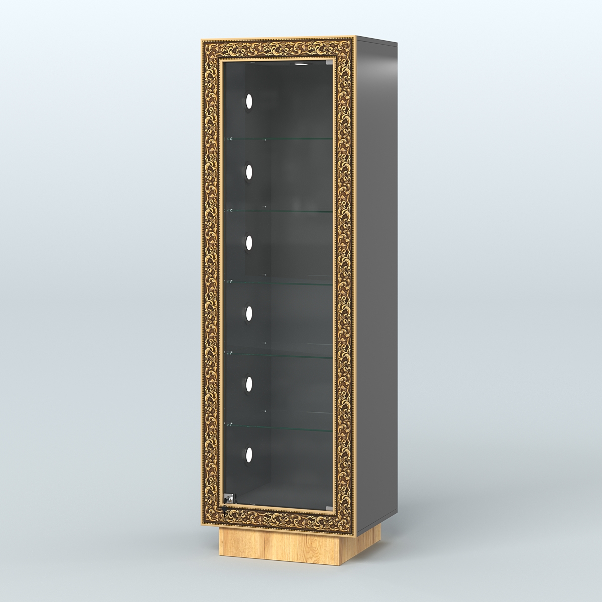Низкая витрина декорированная НБА-501С Черный и Дуб Золотистый 10-U1148
