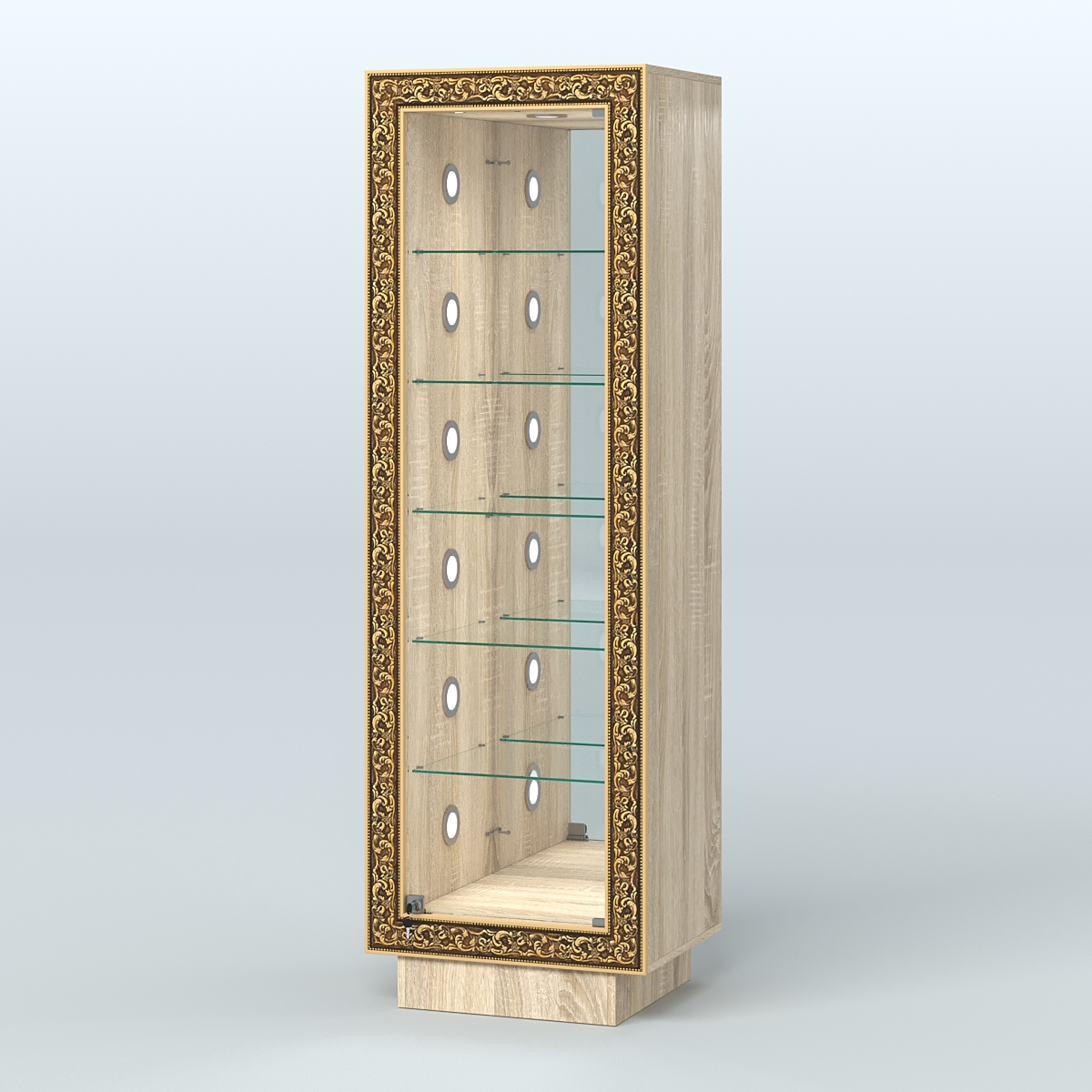 Низкая пристенная витрина с декором НБА-503С Дуб сонома