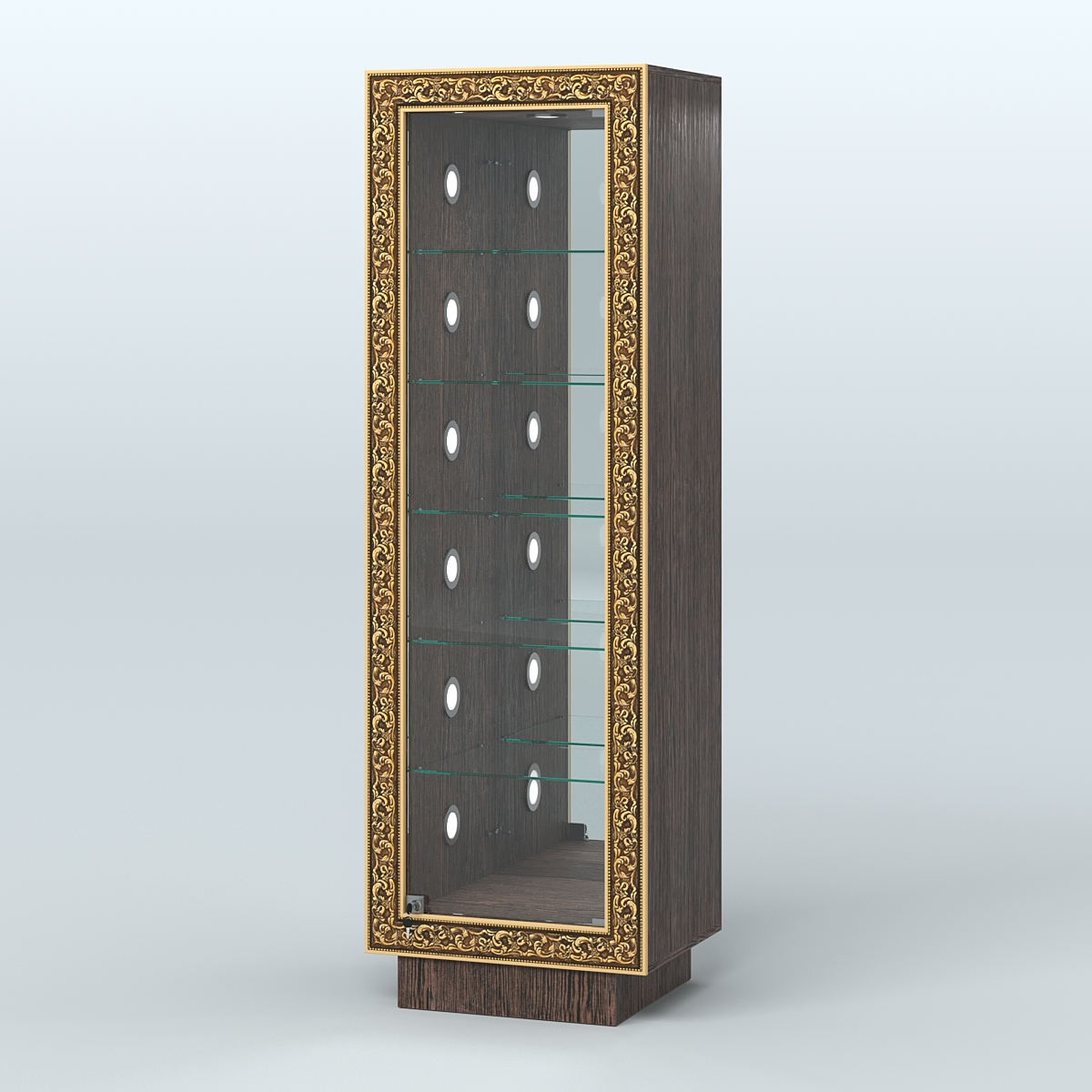 Низкая пристенная витрина с декором НБА-503С Дуб Венге