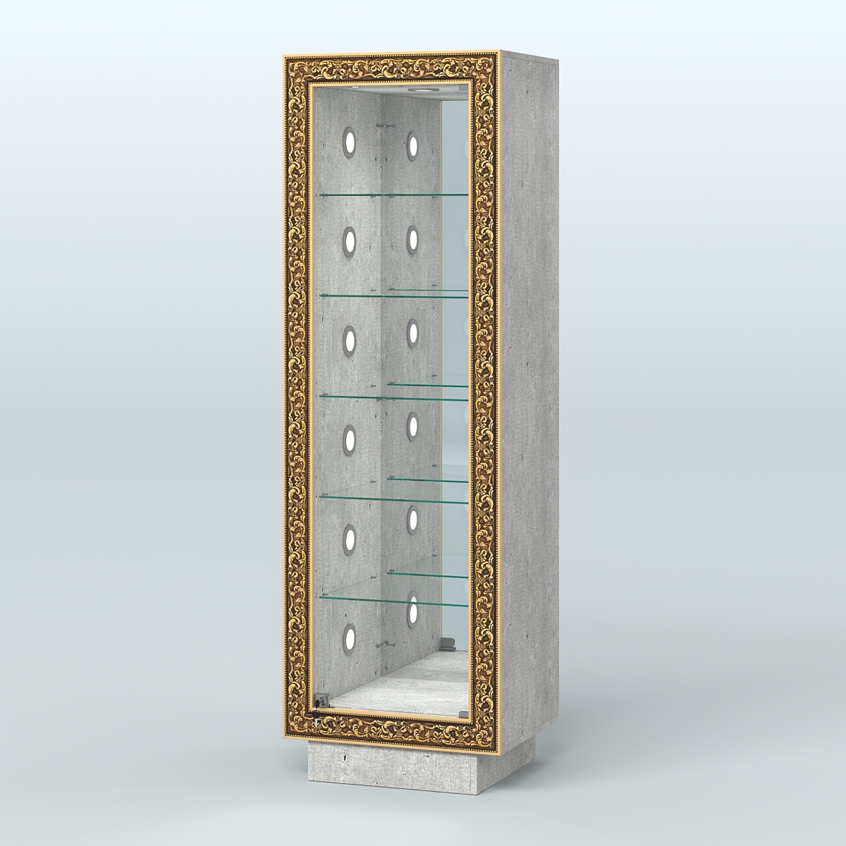 Низкая пристенная витрина с декором НБА-503С Метрополитан Грей