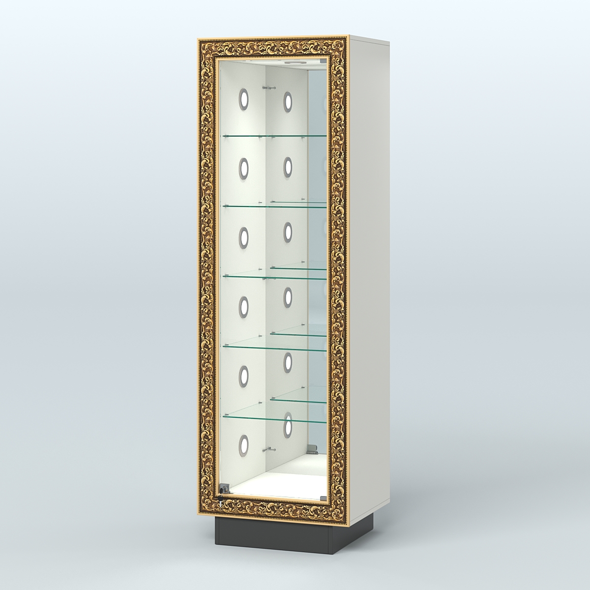 Низкая пристенная витрина с декором НБА-503С Белый и Черный