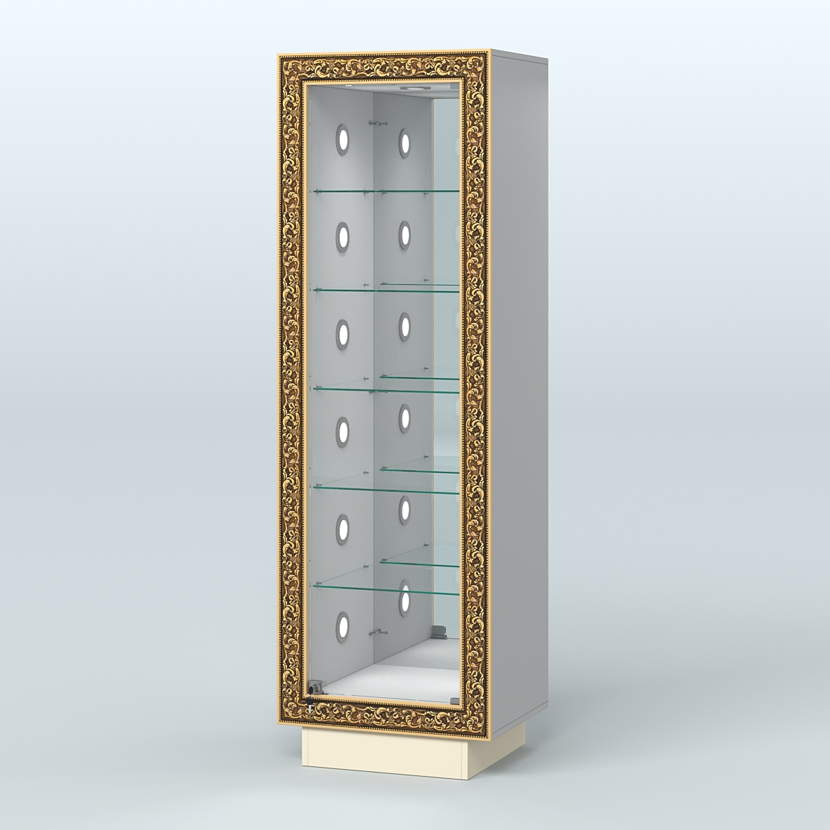 Низкая пристенная витрина с декором НБА-503С Серый + Крем Вайс