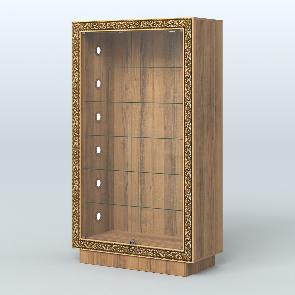 Низкая витрина с декором и замком НБА-505С Орех