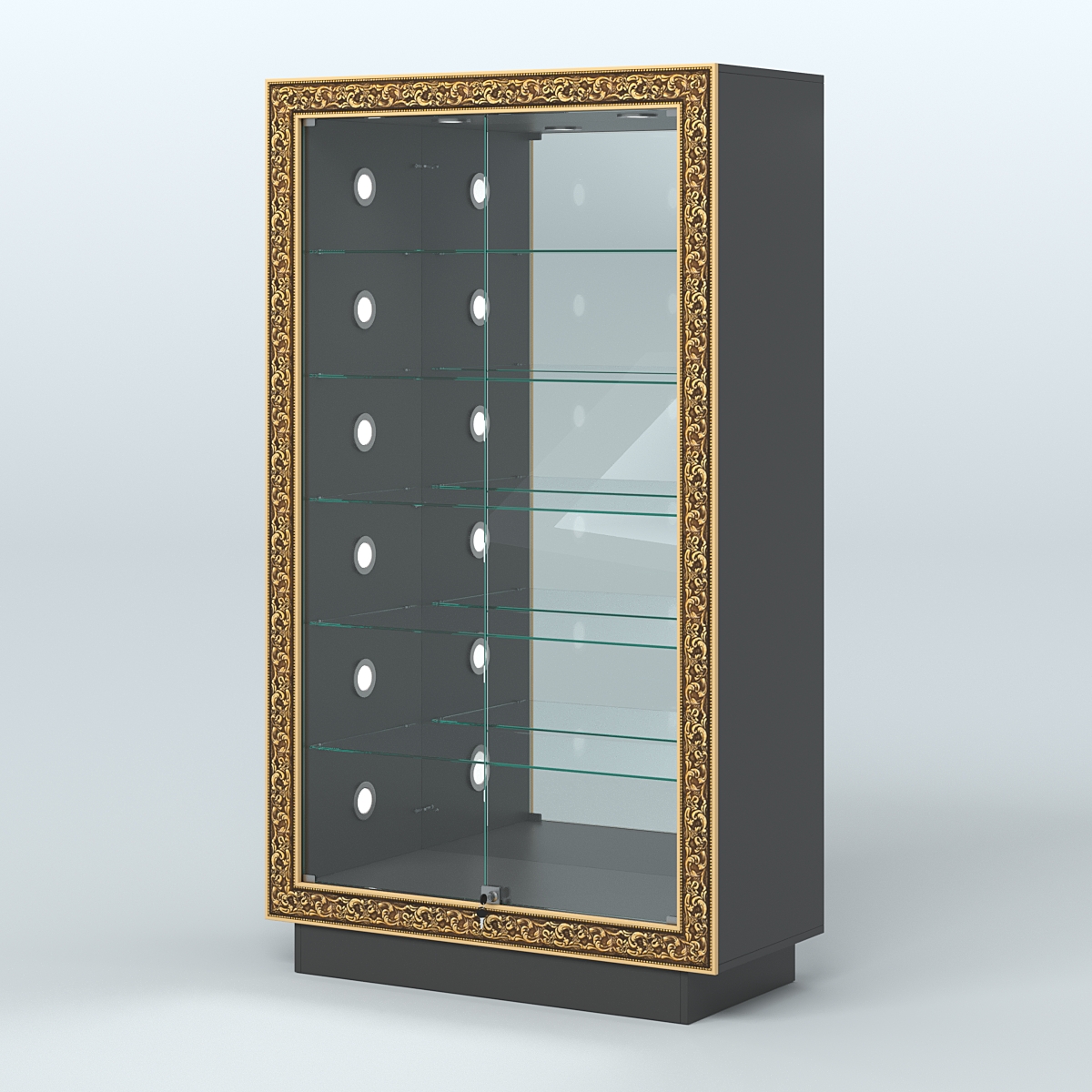 Низкая торговая витрина с декором НБА-507С Черный