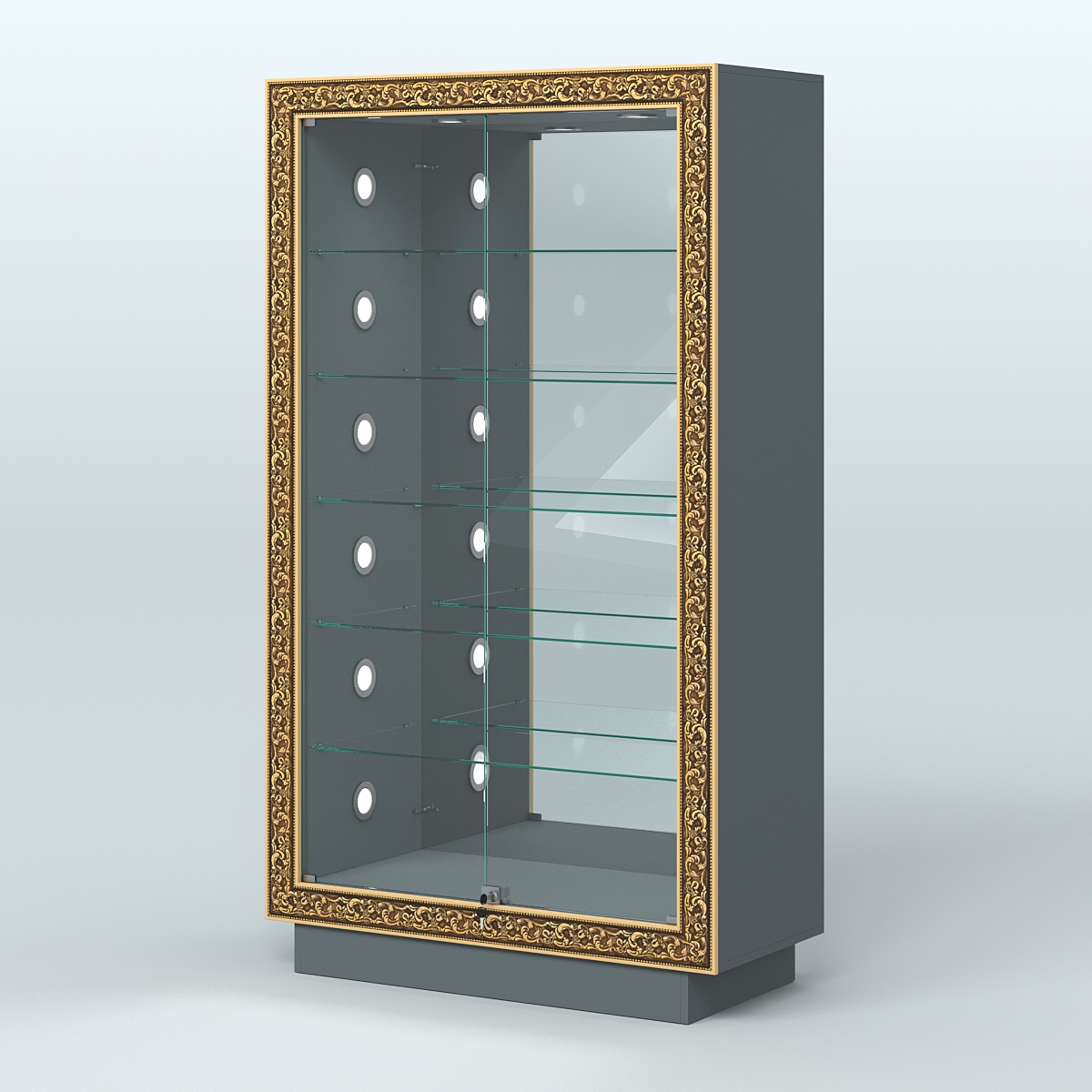 Низкая торговая витрина с декором НБА-507С Темно-Серый