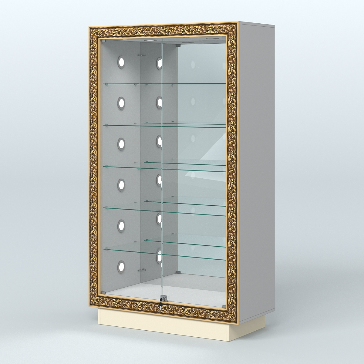 Низкая торговая витрина с декором НБА-507С Серый + Крем Вайс