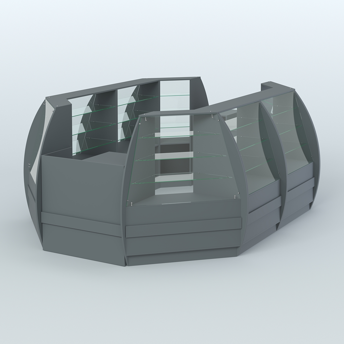 Торговый островок из стекла и дсп БРИЗ средний №3 Темно-Серый