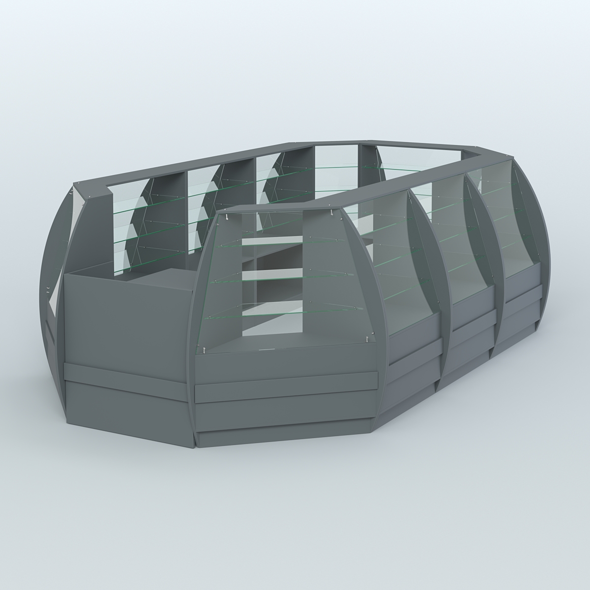 Торговый островок из стекла и дсп БРИЗ большой №4 Темно-Серый