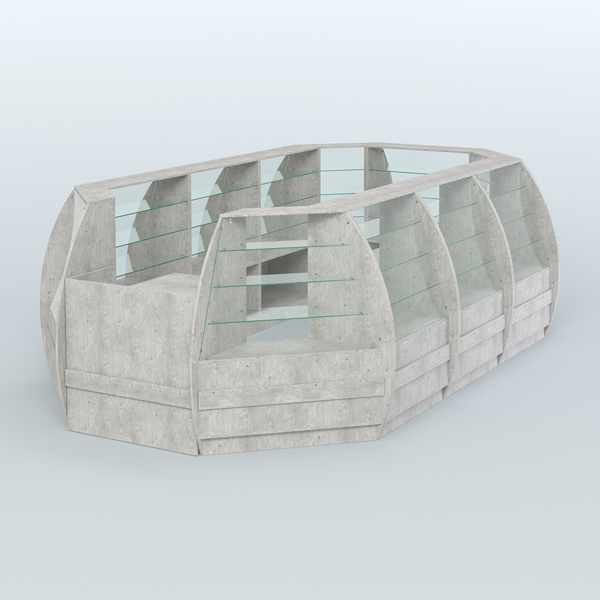 Торговый островок из стекла и дсп БРИЗ большой №4 Метрополитан Грей