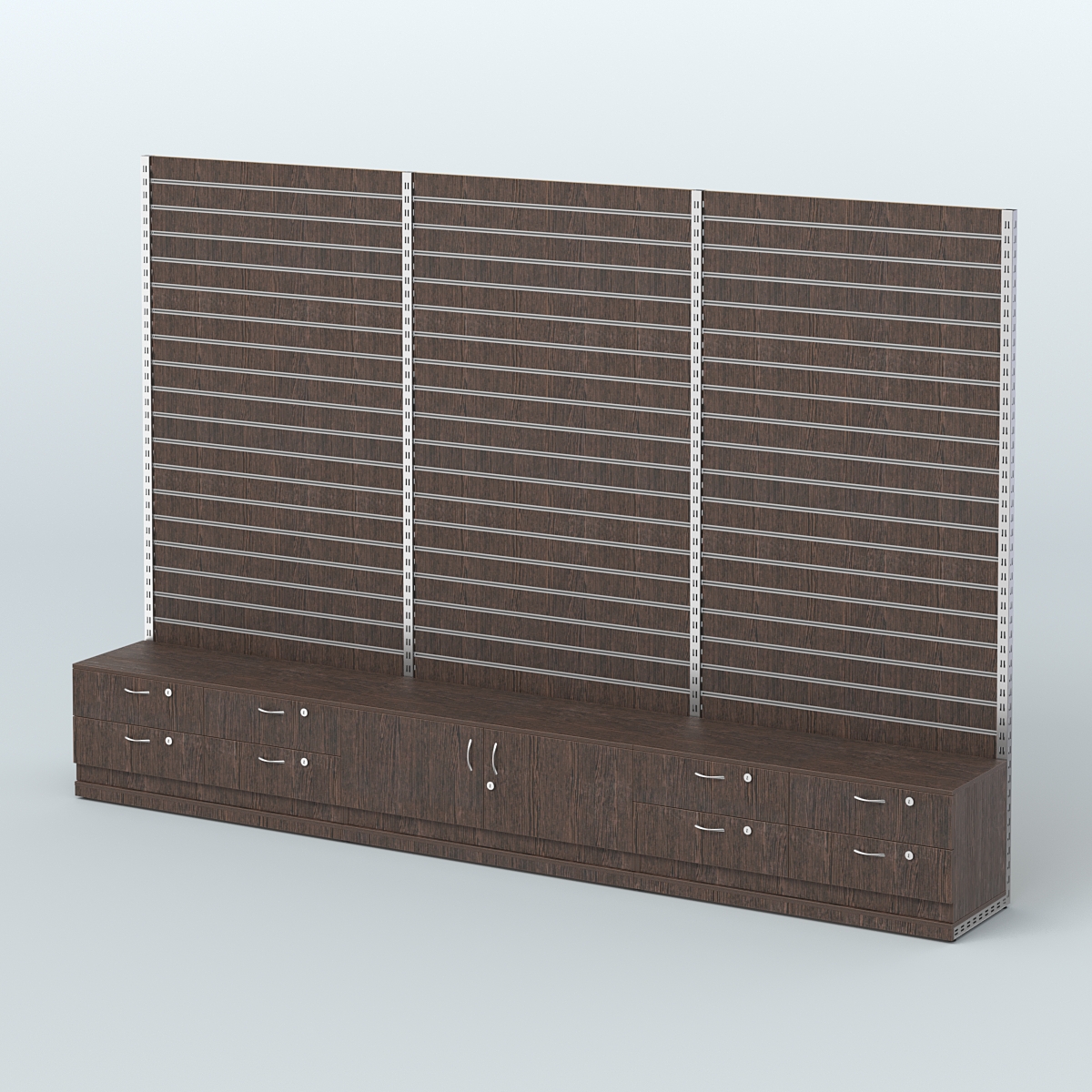 Система ЭЛЕГАНТ с экономпанелью и тумбами Т14 и Т21 (3600 мм) Дуб Венге