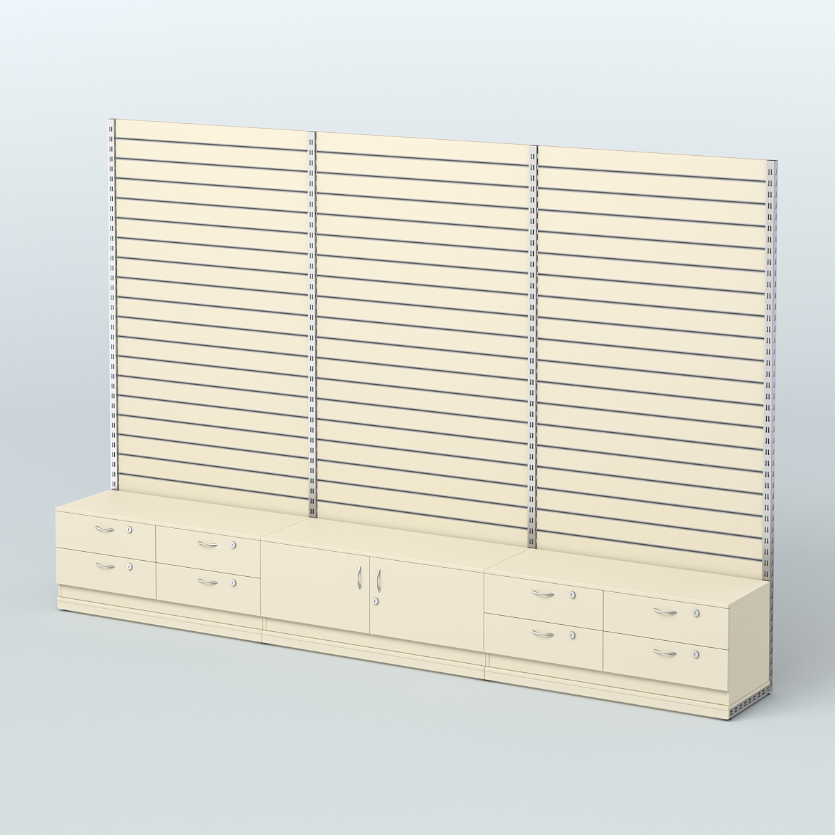 Система ЭЛЕГАНТ с экономпанелью и тумбами Т14 и Т21 (3600 мм) Крем Вайс