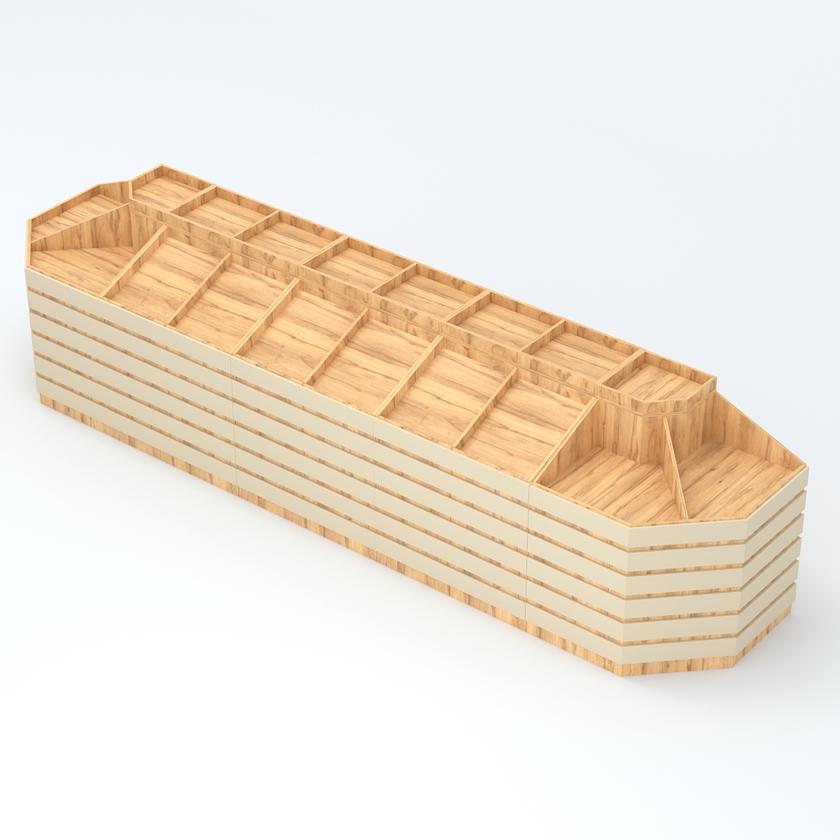 Пристенный овощной развал с декором FRUIT-COURT №6 Дуб Золотистый и Крем Вайс