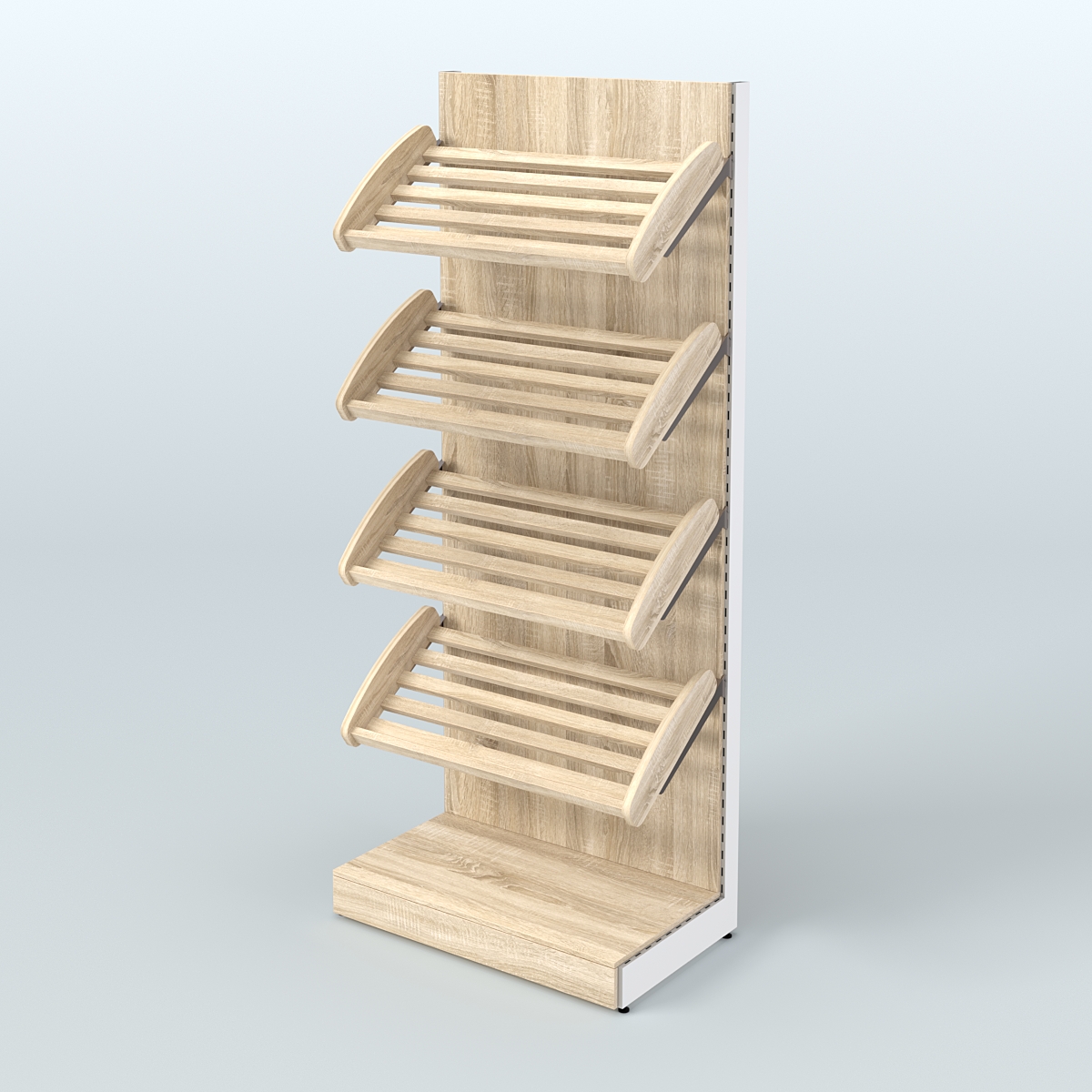 Торговый стеллаж широкий для продажи хлеба и выпечки с полками - корзинами СХ-1 Дуб сонома