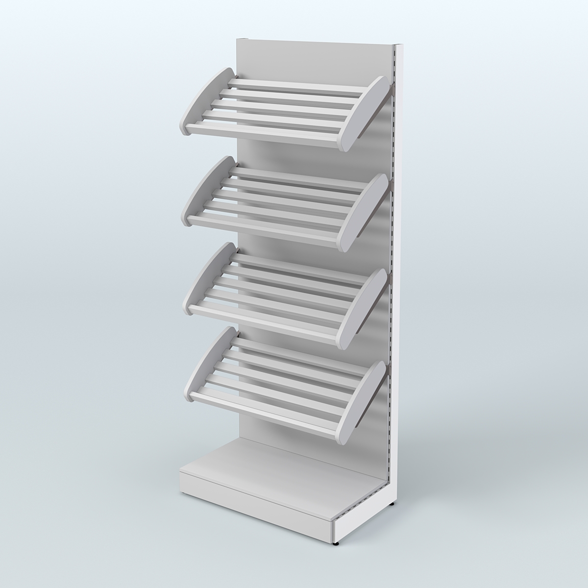 Торговый стеллаж широкий для продажи хлеба и выпечки с полками - корзинами СХ-1 Серый