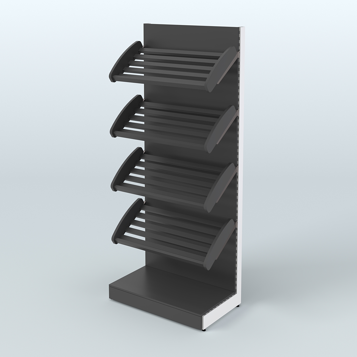 Торговый стеллаж широкий для продажи хлеба и выпечки с полками - корзинами СХ-1 Черный