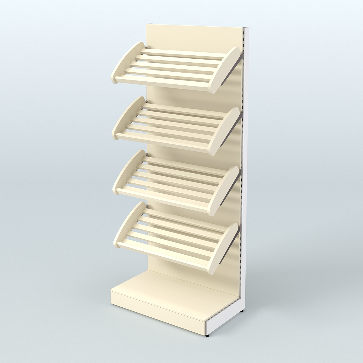 Торговый стеллаж широкий для продажи хлеба и выпечки с полками - корзинами СХ-1 Крем Вайс