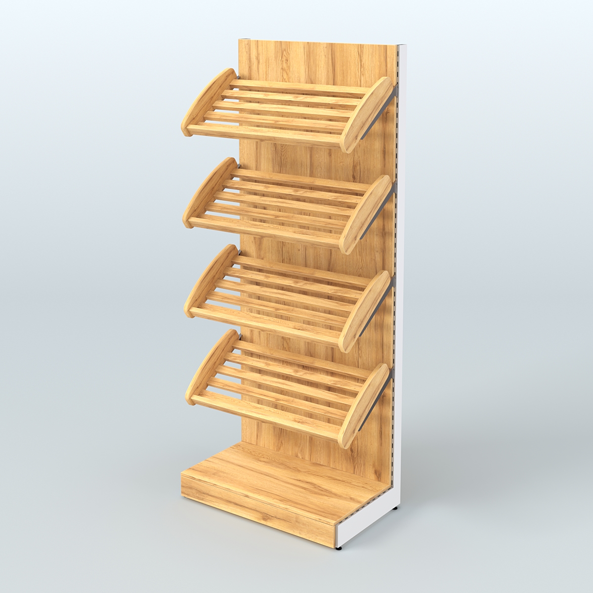 Торговый стеллаж широкий для продажи хлеба и выпечки с полками - корзинами СХ-1 Дуб Золотистый