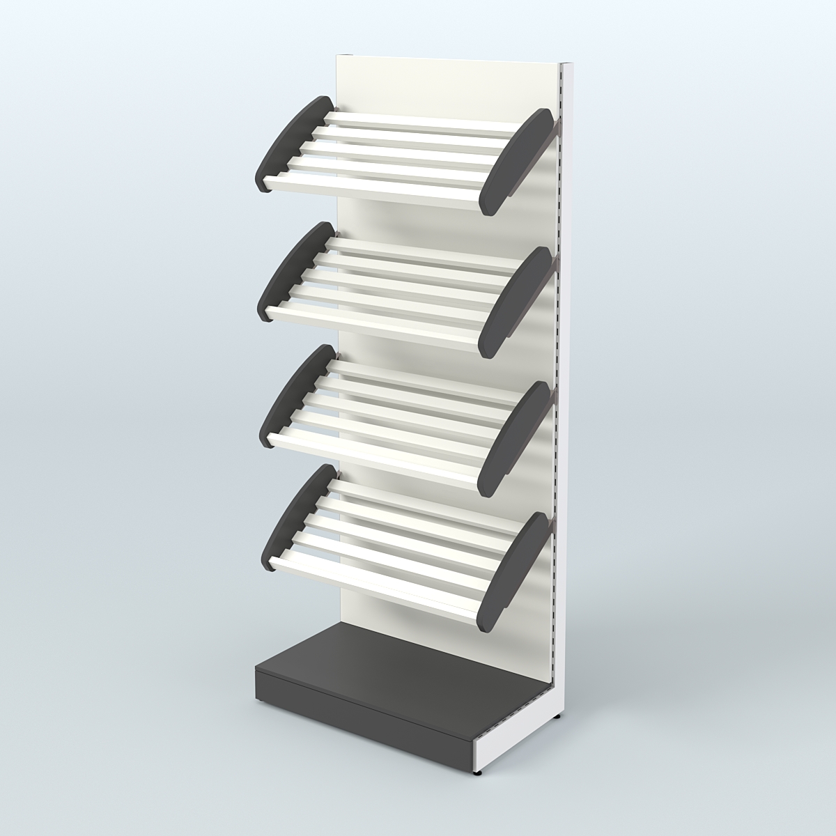 Торговый стеллаж широкий для продажи хлеба и выпечки с полками - корзинами СХ-1 Черный и Белый