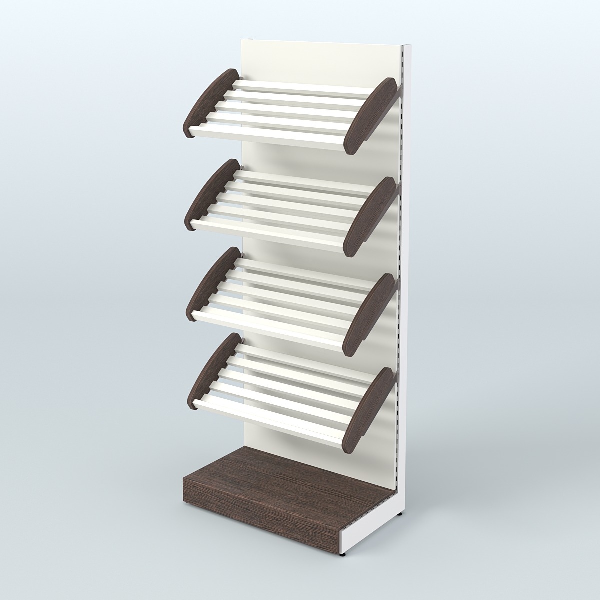 Торговый стеллаж широкий для продажи хлеба и выпечки с полками - корзинами СХ-1 Дуб Венге + Белый