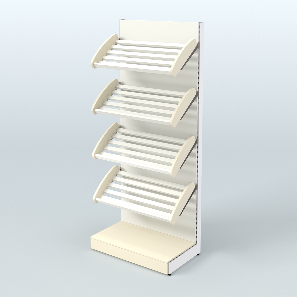 Торговый стеллаж широкий для продажи хлеба и выпечки с полками - корзинами СХ-1 Крем Вайс + Белый