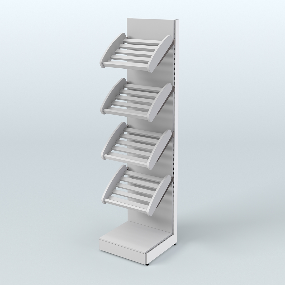 Торговый стеллаж узкий для продажи хлеба и выпечки с полками - корзинами СХ-4 Серый