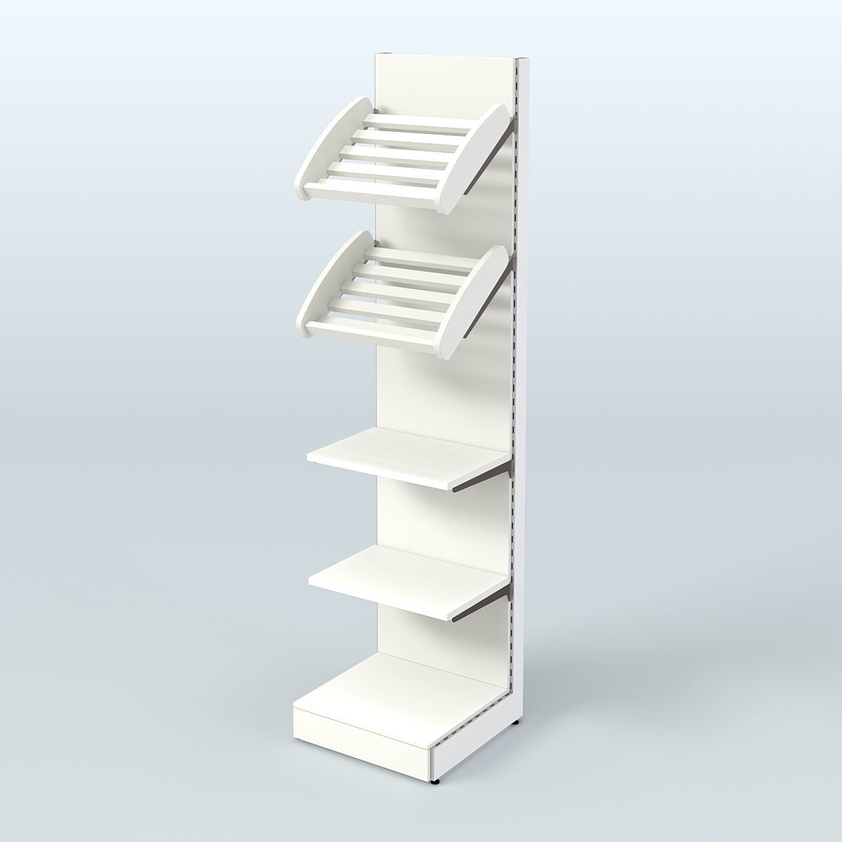 Торговый стеллаж малый для продажи хлеба и выпечки с полками - корзинами СХ-5 Белый