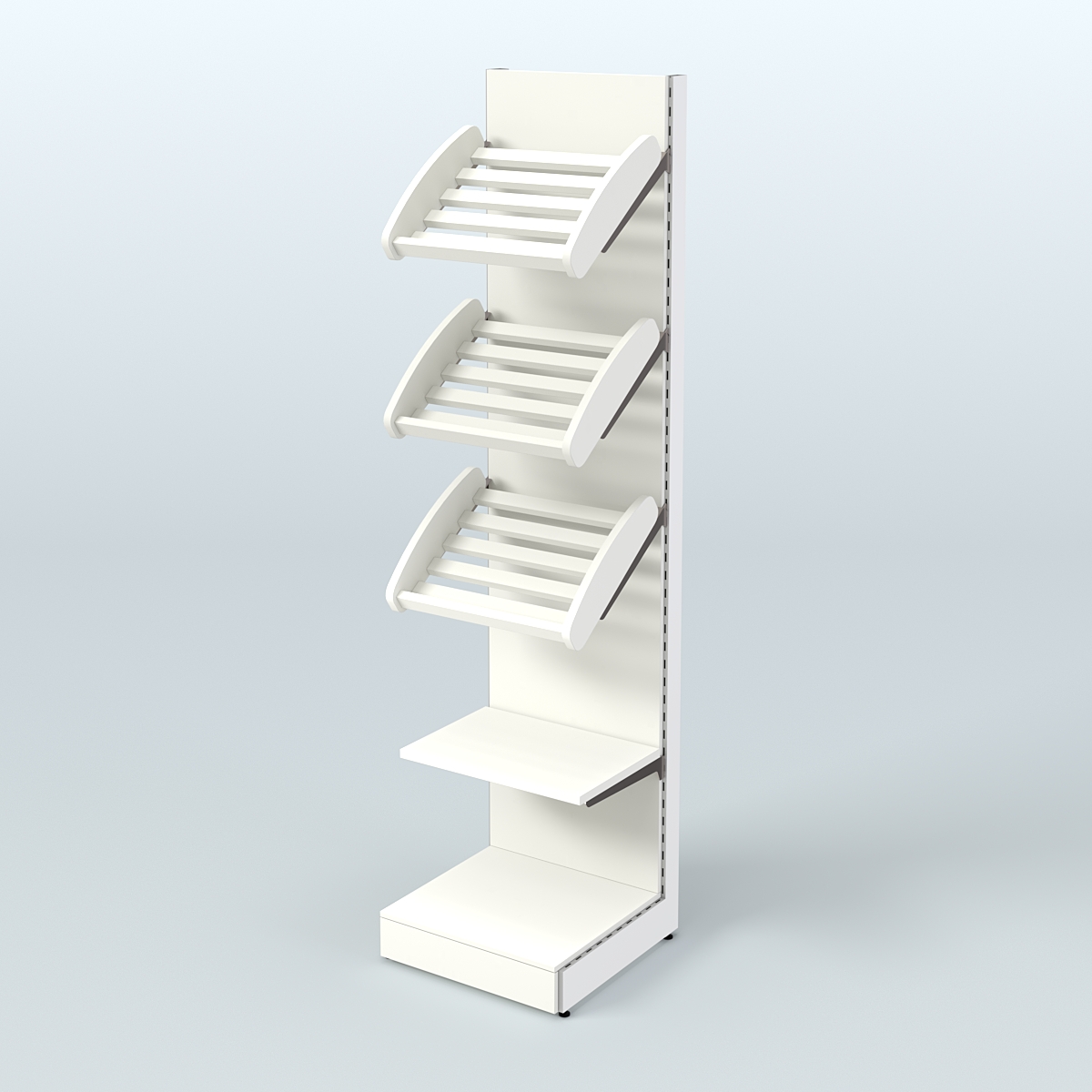 Торговый стеллаж пристенный для продажи хлеба и выпечки с полками - корзинами СХ-6 Белый