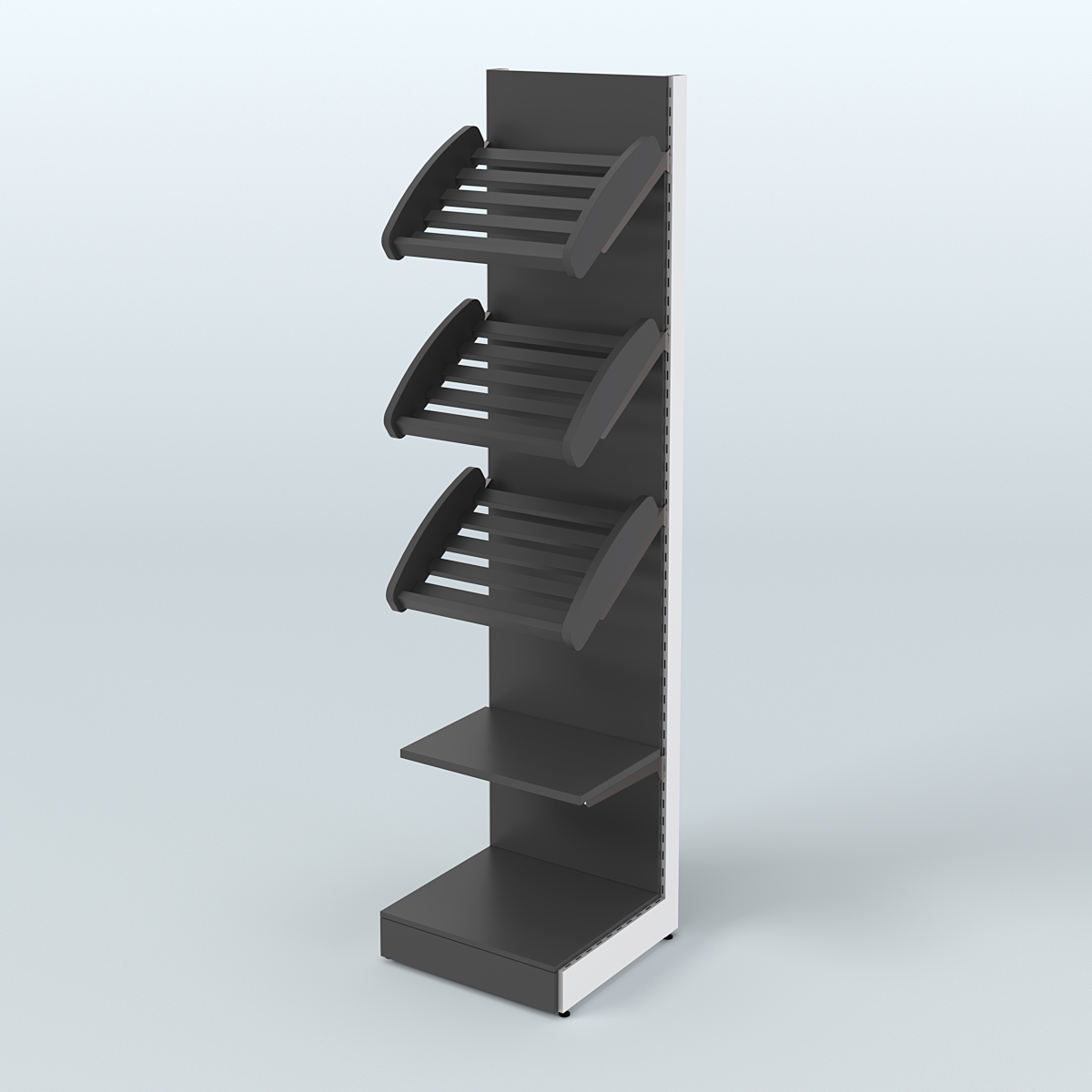 Торговый стеллаж пристенный для продажи хлеба и выпечки с полками - корзинами СХ-6 Черный