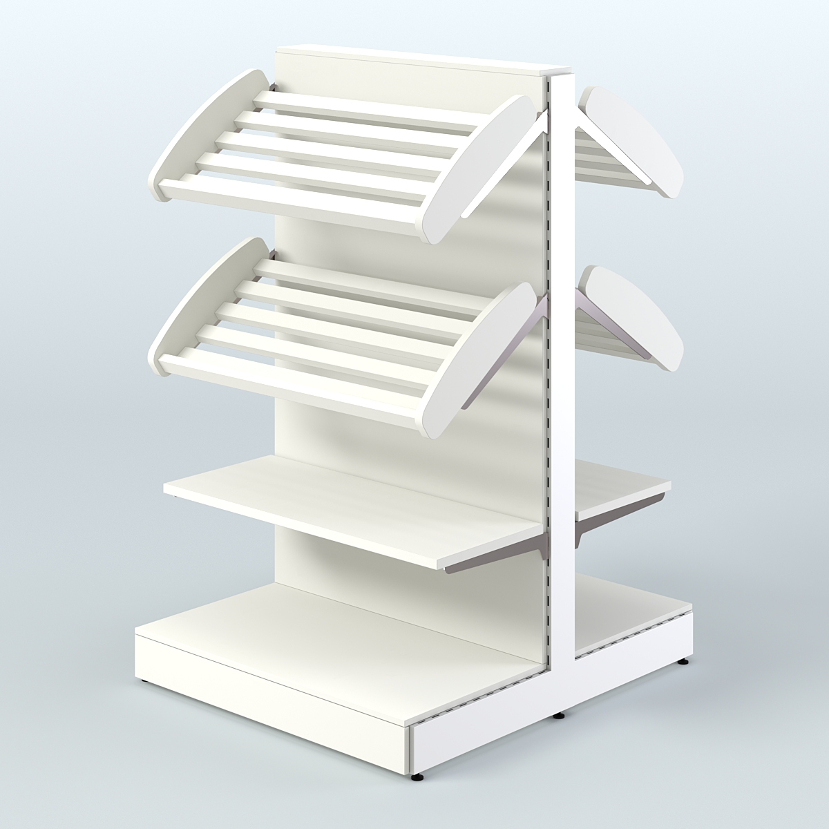 Низкий островной широкий стеллаж для хлеба и выпечки СХОН-02 Белый