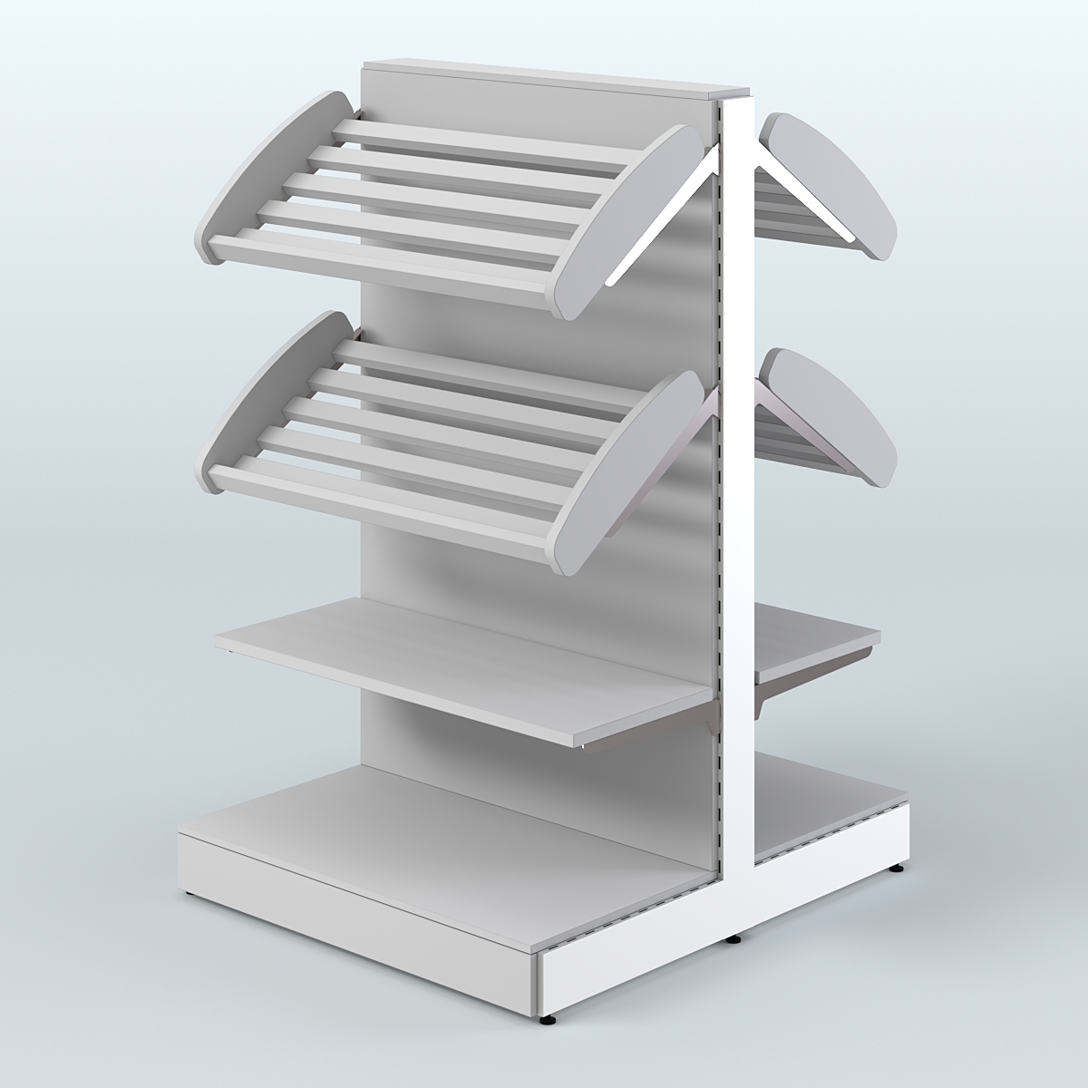 Низкий островной широкий стеллаж для хлеба и выпечки СХОН-02 Серый