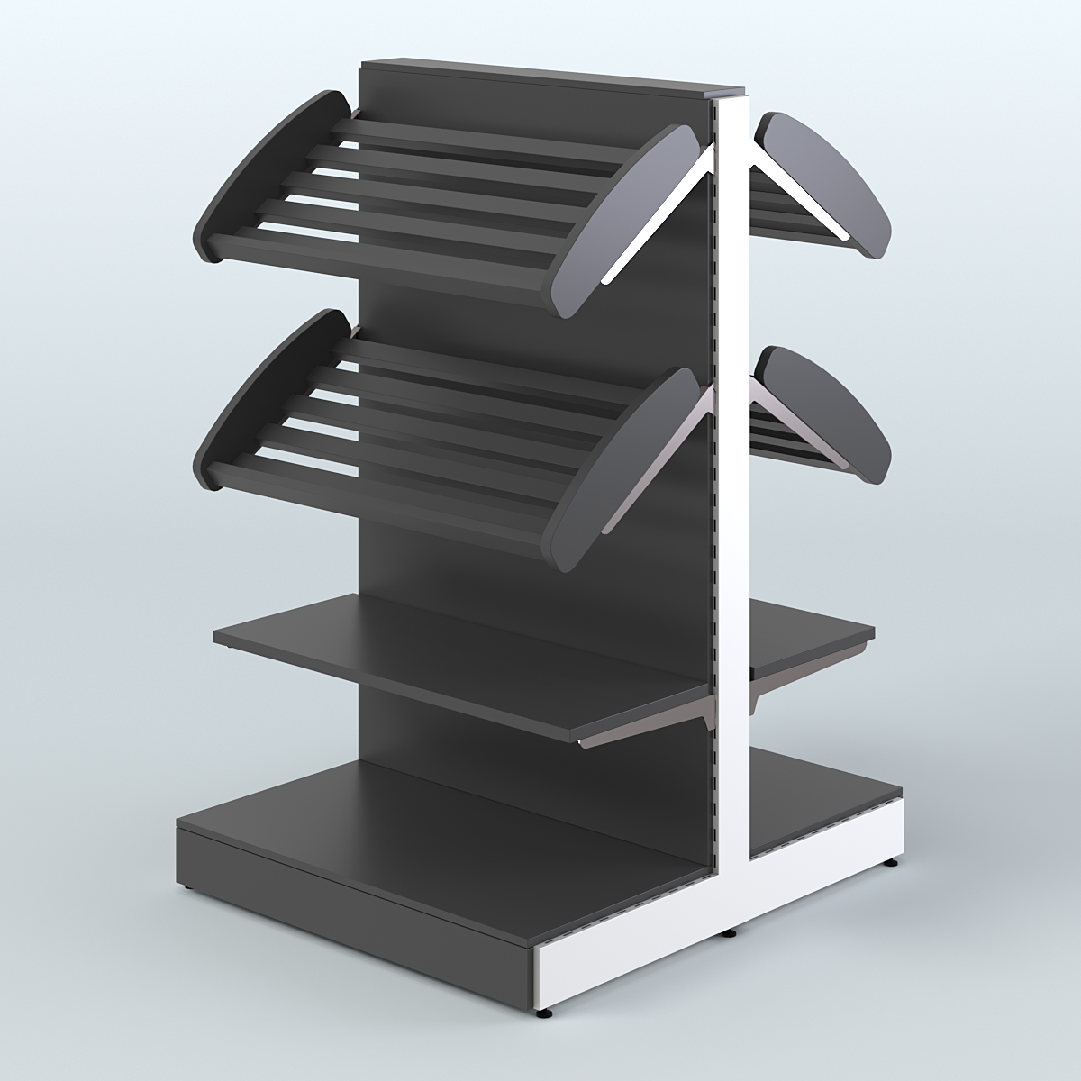 Низкий островной широкий стеллаж для хлеба и выпечки СХОН-02 Черный