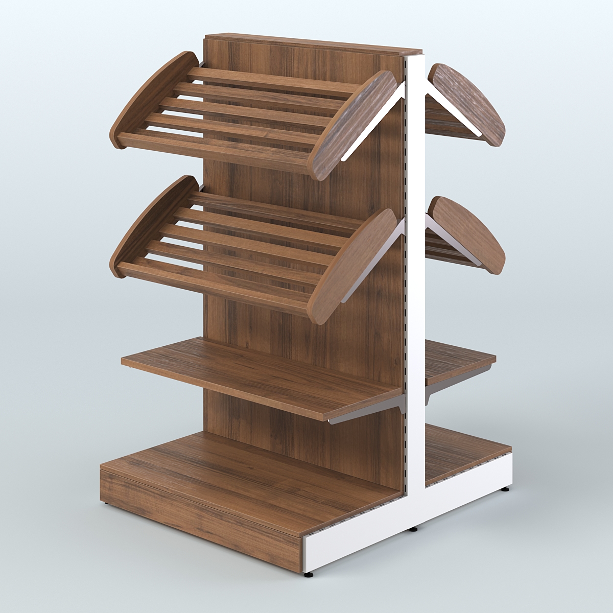 Низкий островной широкий стеллаж для хлеба и выпечки СХОН-02 Орех
